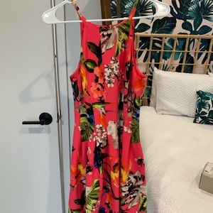 Vince Camuto Hot Pink FLORAL PLEATED DRESS